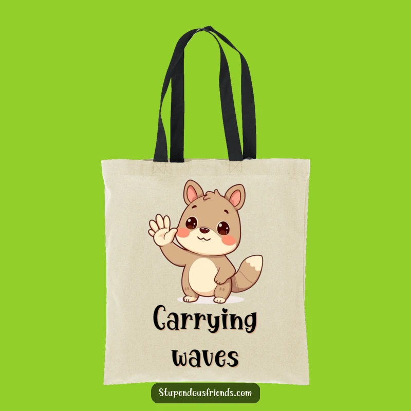 Funny Waving Animal Tote Bag: Carry Your Friendly Greetings Everywhere!